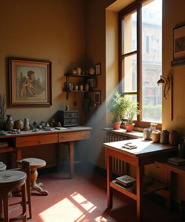 Scorcio artistico dell'atelier di Alba Scura a Firenze.